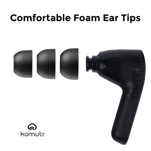 Memory Foam Eartips for Komutr Earbuds, S/M/L 3 Pairs, Black - Komutr