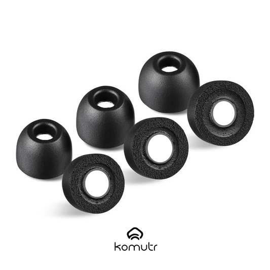 Memory Foam Eartips for Komutr Earbuds, S/M/L 3 Pairs, Black - Komutr