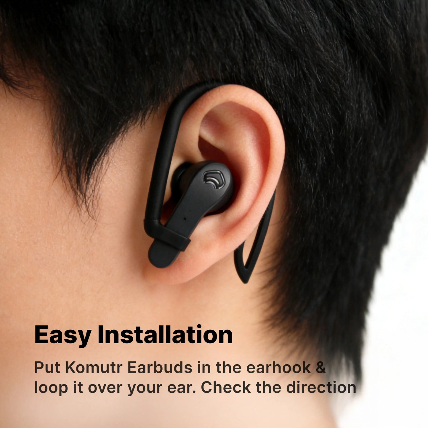 Silicone Ear Hooks for Komutr Earbuds & AirPods, Anti-Slip Comfortable Fit[2 Pairs] - Komutr